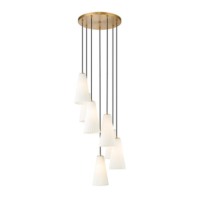 Z-Lite Farrell 7 Light 14" Chandelier, Modern Gold/White - 3043P7-7R-MGLD