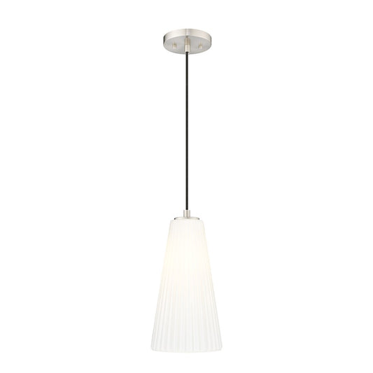 Z-Lite Farrell 1 Light 7.25" Pendant, Brushed Nickel/White - 3043P7-BN