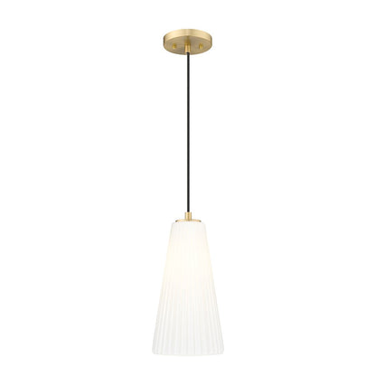 Z-Lite Farrell 1 Light 7.25" Pendant, Modern Gold/White - 3043P7-MGLD