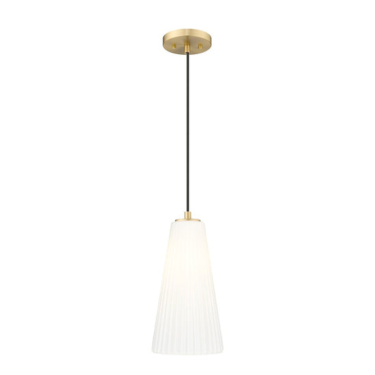 Z-Lite Farrell 1 Light 7.25" Pendant, Modern Gold/White - 3043P7-MGLD