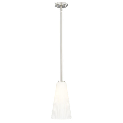 Z-Lite Farrell 1 Light 7.25" Pendant/Rod, Brushed Nickel/White - 3043P7-ROD-BN