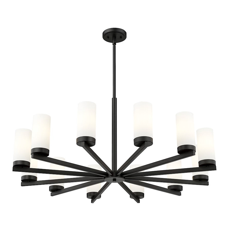 12 Light 39" Chandelier, Matte Black