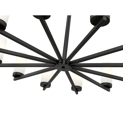 12 Light 39" Chandelier, Matte Black