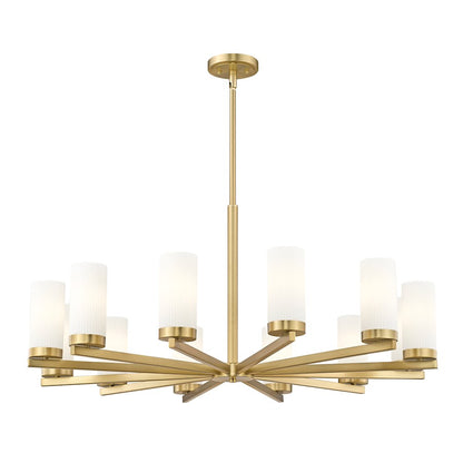 12 Light 39" Chandelier, Modern Gold