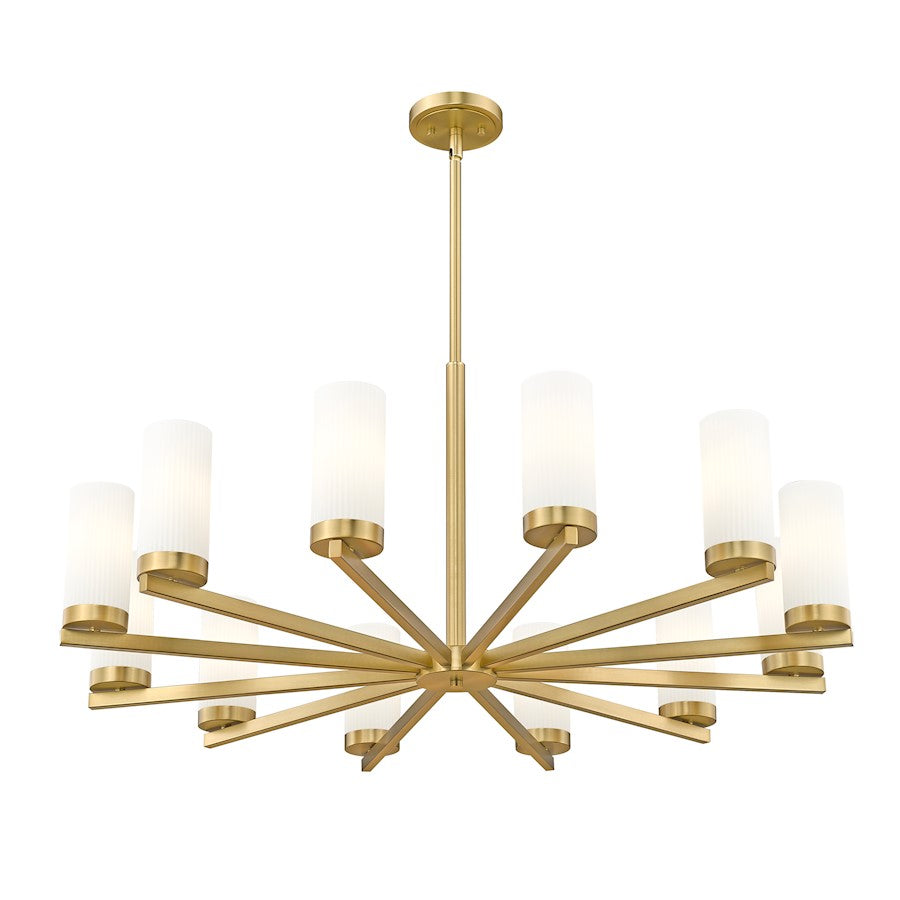 12 Light 39" Chandelier, Modern Gold