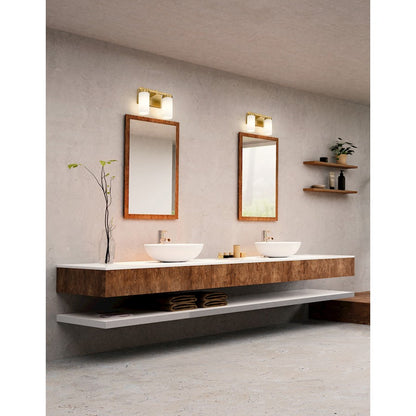 2 Light 11.75" Bathroom Vanity Light, Modern Gold