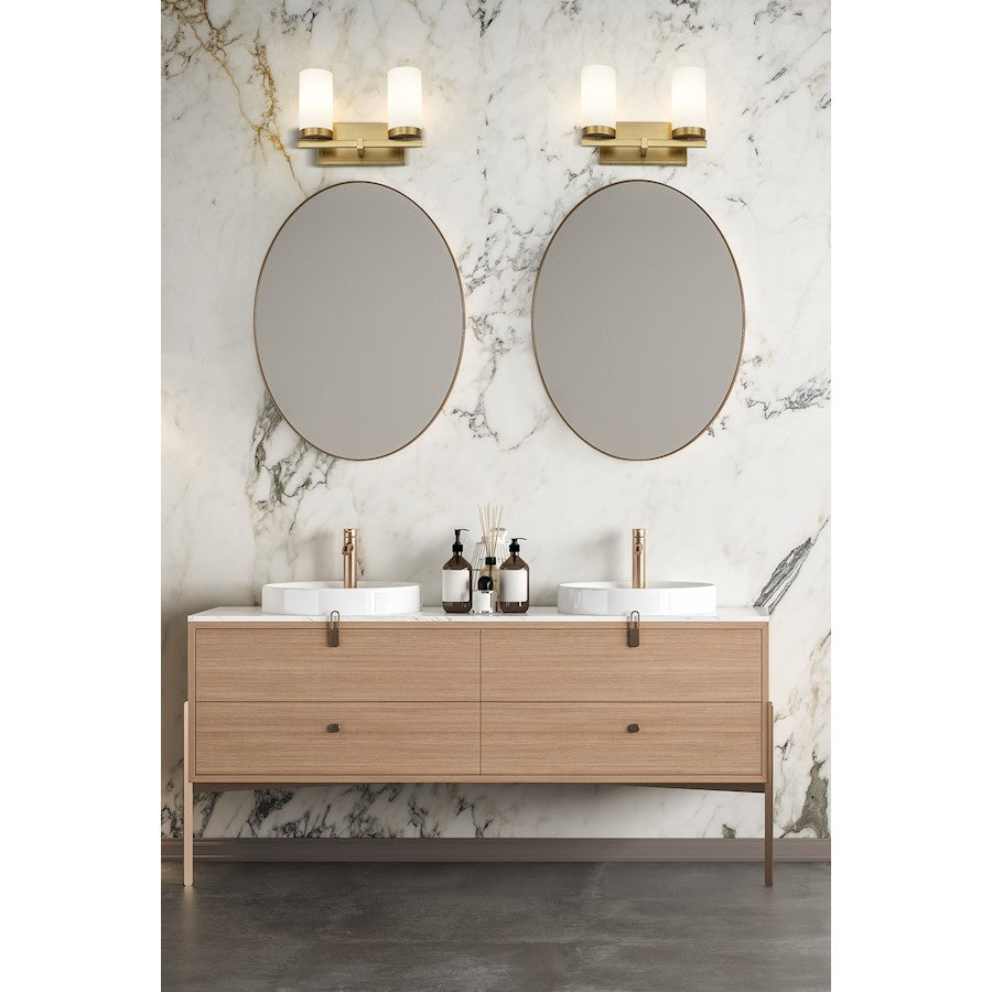 2 Light 11.75" Bathroom Vanity Light, Modern Gold