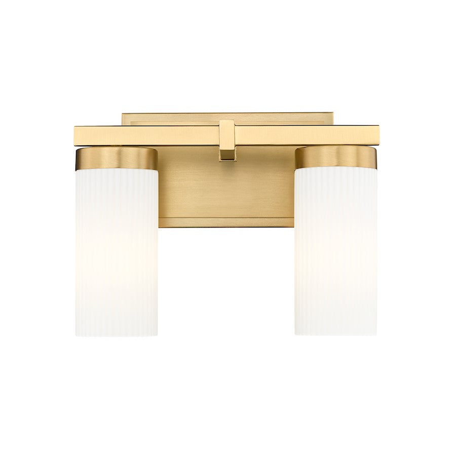 2 Light 11.75" Bathroom Vanity Light, Modern Gold