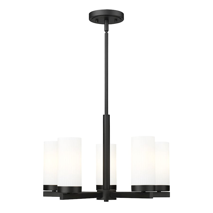 Z-Lite Danica 5 Light 19.5" Chandelier, Matte Black/White - 3044-5MB