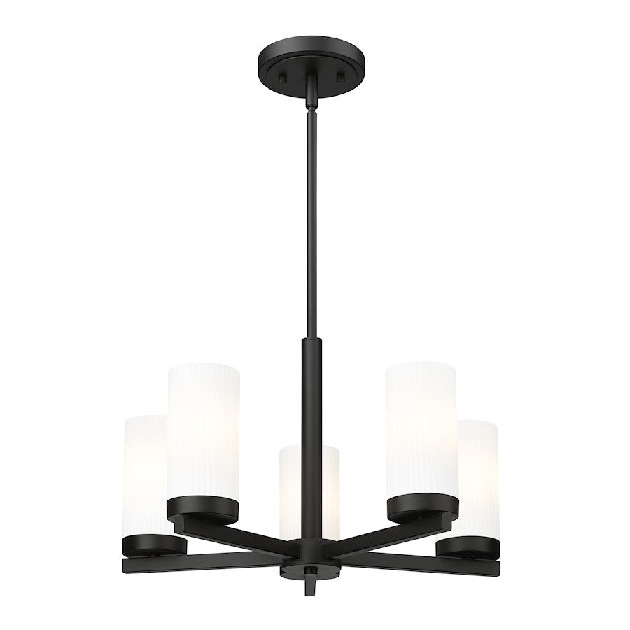 5 Light 19.5" Chandelier, Matte Black