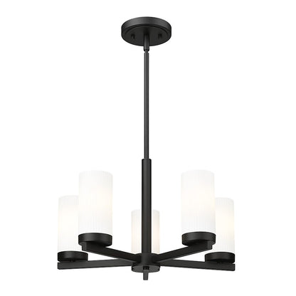 5 Light 19.5" Chandelier, Matte Black