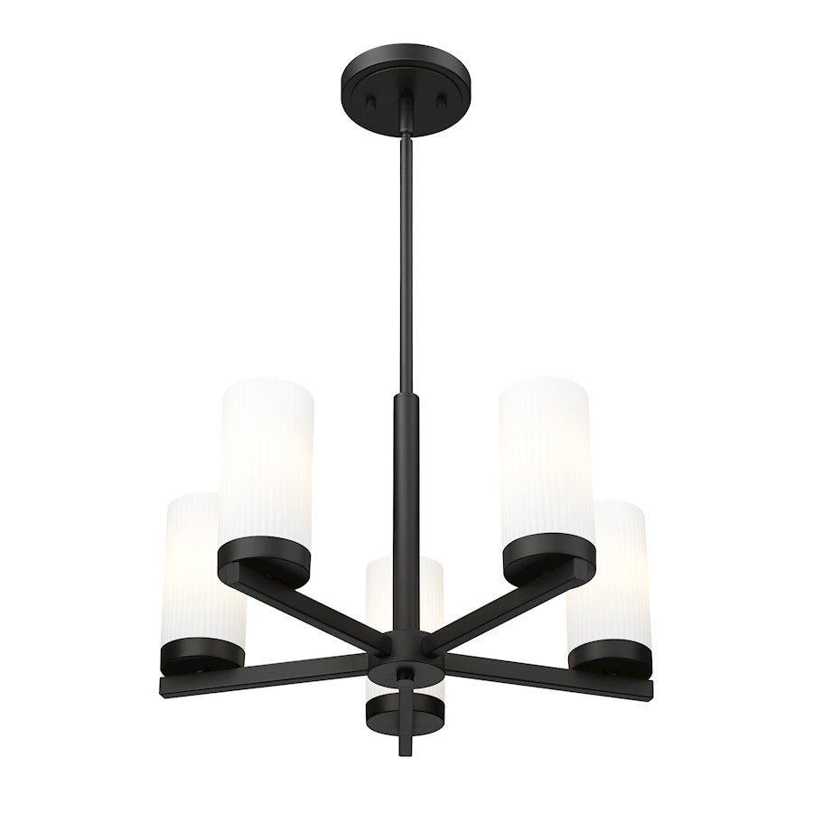 5 Light 19.5" Chandelier, Matte Black