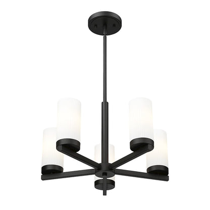 5 Light 19.5" Chandelier, Matte Black