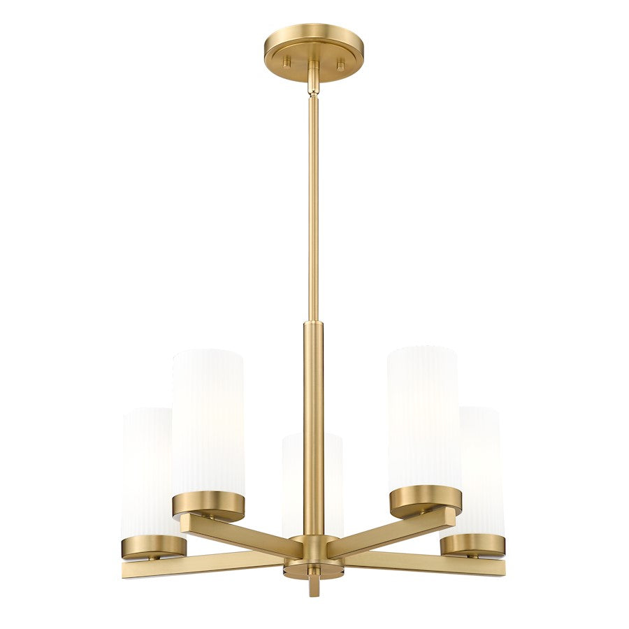 5 Light 19.5" Chandelier, Modern Gold