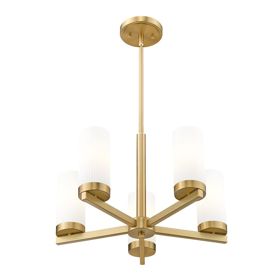 5 Light 19.5" Chandelier, Modern Gold