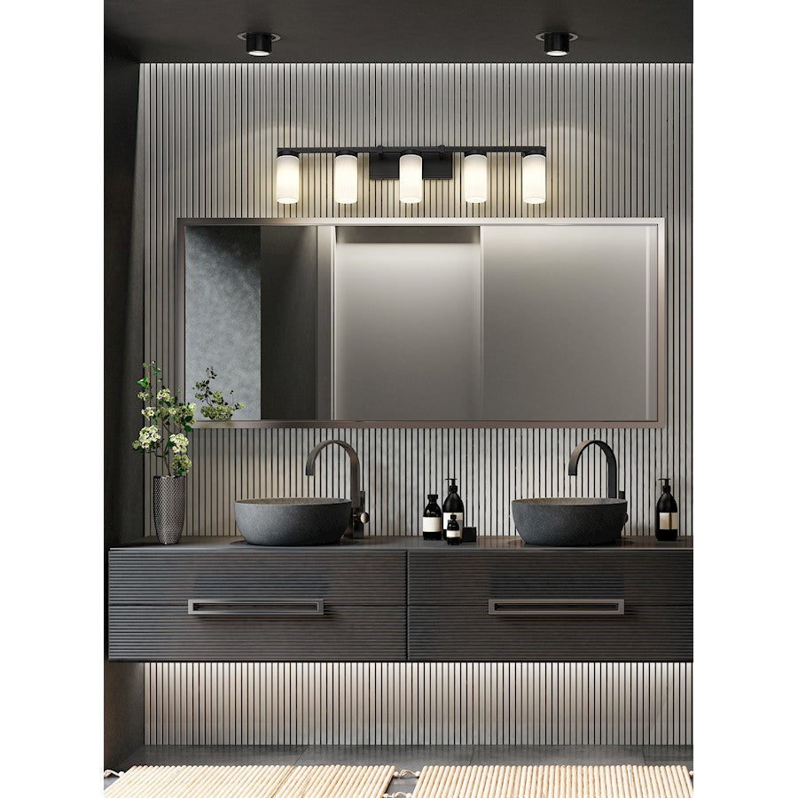 5 Light 38.75" Bathroom Vanity Light, Matte Black