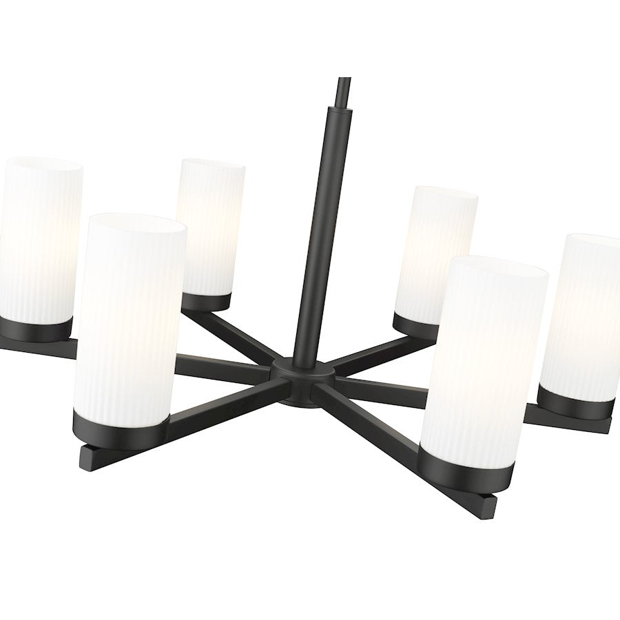 6 Light 26" Chandelier, Matte Black