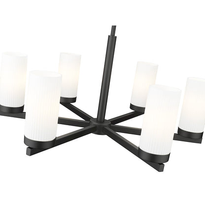 6 Light 26" Chandelier, Matte Black