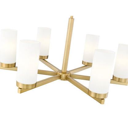 6 Light 26" Chandelier, Modern Gold