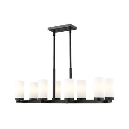 Z-Lite Danica 8 Light 12" Linear Chandelier, Matte Black/White - 3044-8L-MB