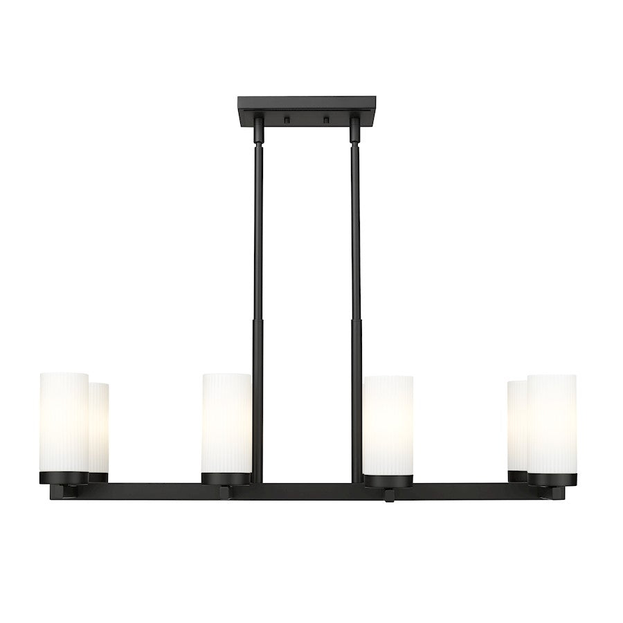 8 Light 12" Linear Chandelier, Matte Black