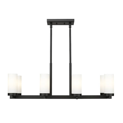 8 Light 12" Linear Chandelier, Matte Black