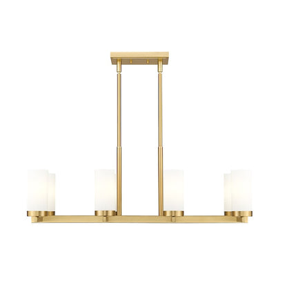 8 Light 12" Linear Chandelier, Modern Gold