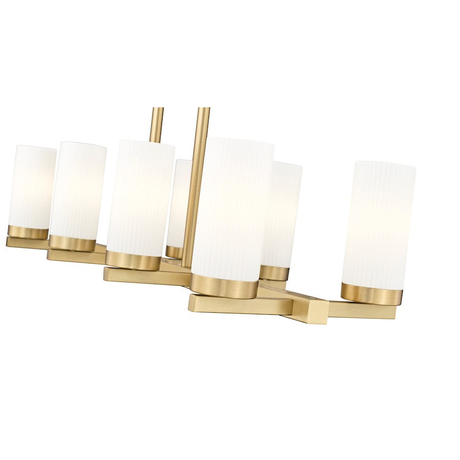 8 Light 12" Linear Chandelier, Modern Gold