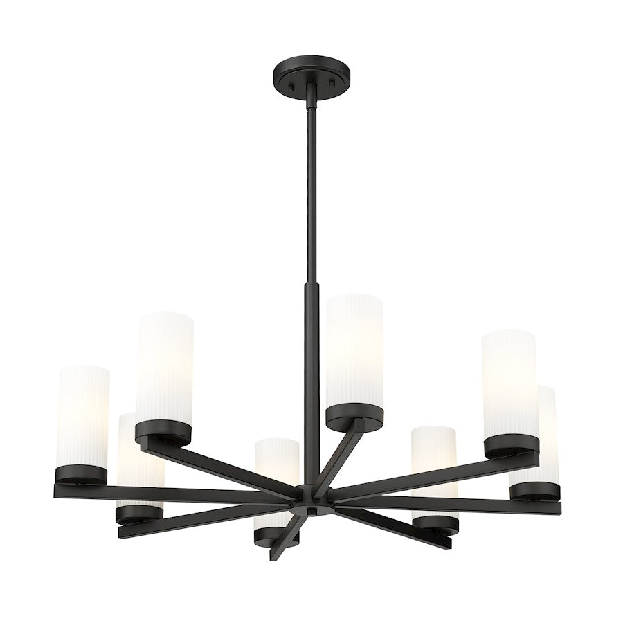 8 Light 31.5" Chandelier, Matte Black