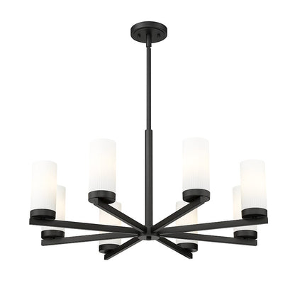 8 Light 31.5" Chandelier, Matte Black