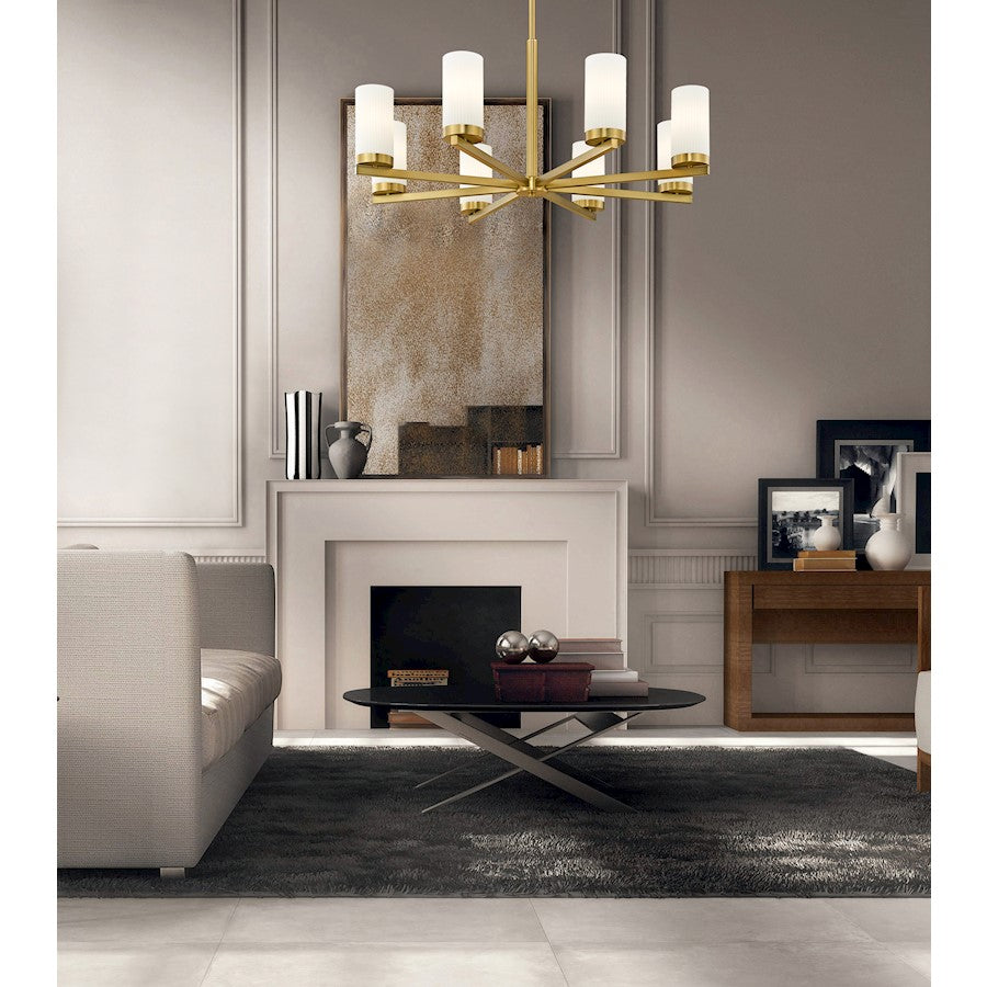 8 Light 31.5" Chandelier, Modern Gold