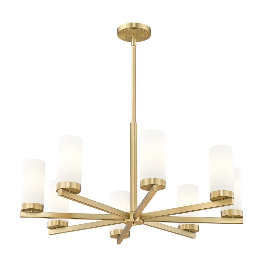 8 Light 31.5" Chandelier, Modern Gold