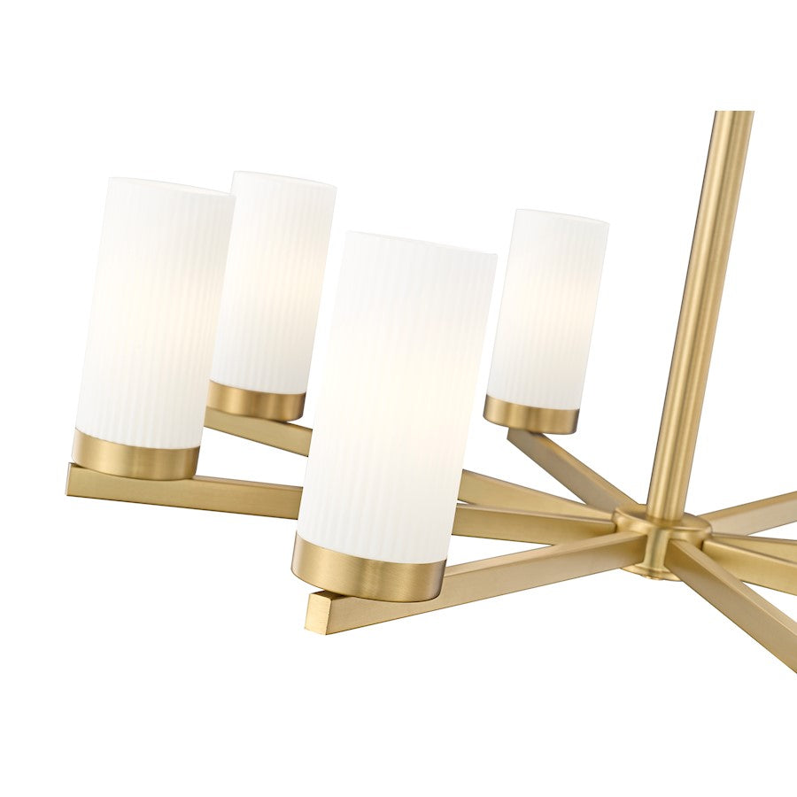 8 Light 31.5" Chandelier, Modern Gold