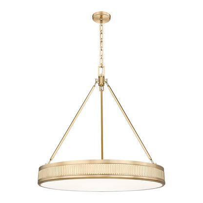 Z-Lite Quinn 3 Light 32" Pendant, Modern Gold/White - 3046P32-MGLD-LED