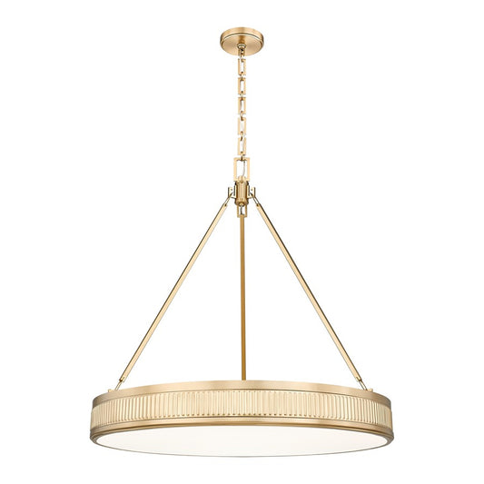 Z-Lite Quinn 3 Light 32" Pendant, Modern Gold/White - 3046P32-MGLD-LED