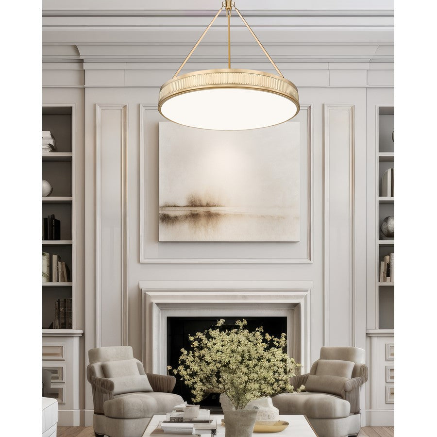 Z-Lite Quinn 3 Light 32" Pendant, Modern Gold/White