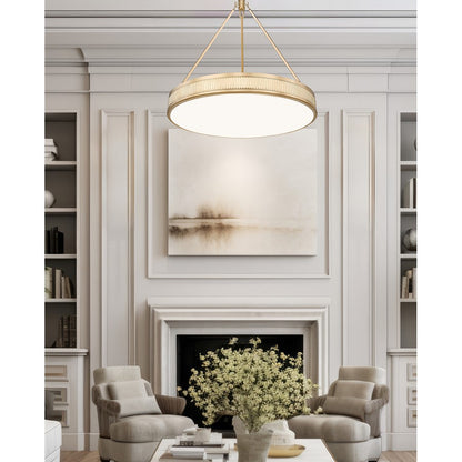Z-Lite Quinn 3 Light 32" Pendant, Modern Gold/White
