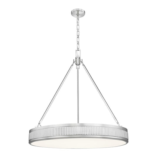 Z-Lite Quinn 3 Light 32" Pendant, Satin Nickel/White - 3046P32-SN-LED