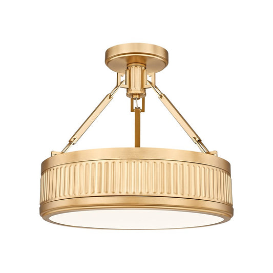 Z-Lite Quinn 1 Light Semi Flush Mount, Modern Gold/White - 3046SF15-MGLD-LED