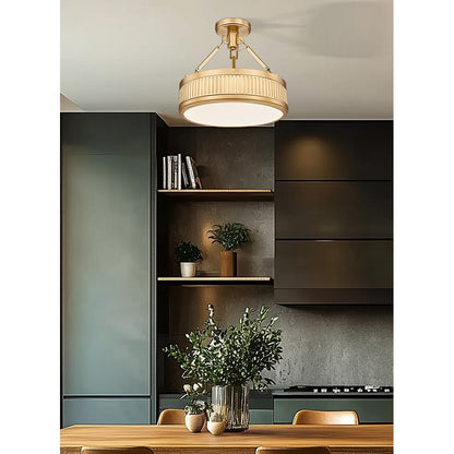 Z-Lite Quinn 1 Light Semi Flush Mount, Modern Gold/White