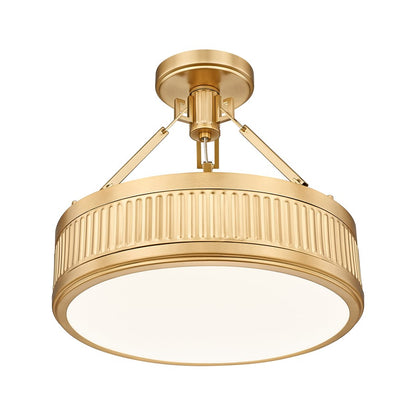 Z-Lite Quinn 1 Light Semi Flush Mount, Modern Gold/White