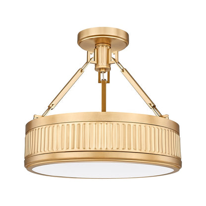 Z-Lite Quinn 1 Light Semi Flush Mount, Modern Gold/White