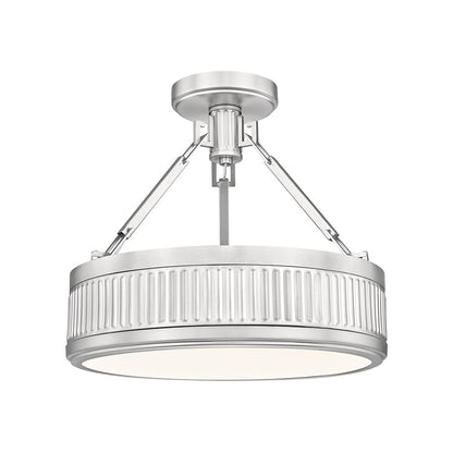 Z-Lite Quinn 1 Light Semi Flush Mount, Satin Nickel/White - 3046SF15-SN-LED