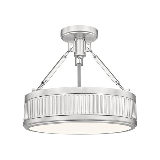 Z-Lite Quinn 1 Light Semi Flush Mount, Satin Nickel/White - 3046SF15-SN-LED