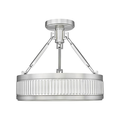 Z-Lite Quinn 1 Light Semi Flush Mount, Satin Nickel/White