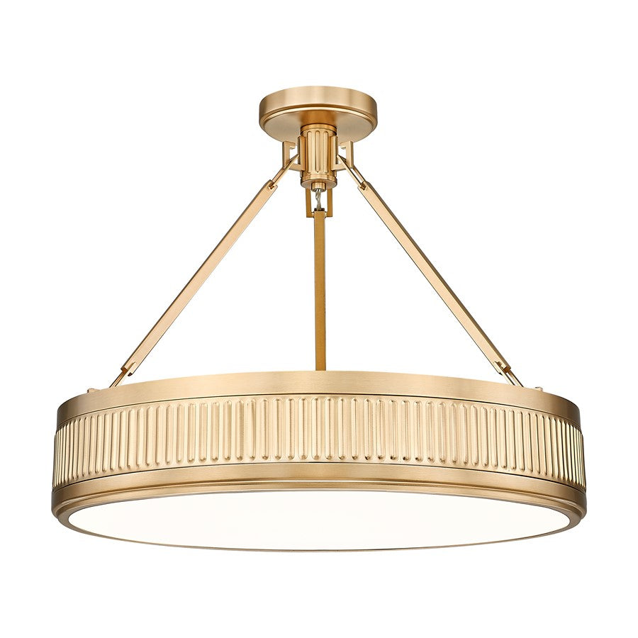 Z-Lite Quinn 3 Light Semi Flush Mount, Modern Gold/White - 3046SF22-MGLD-LED