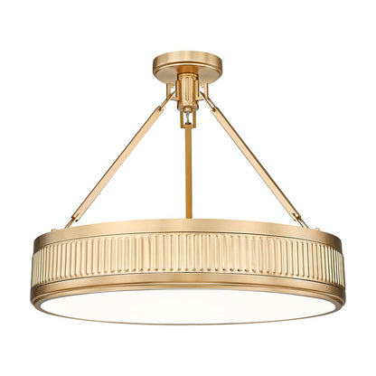 Z-Lite Quinn 3 Light Semi Flush Mount, Modern Gold/White - 3046SF22-MGLD-LED