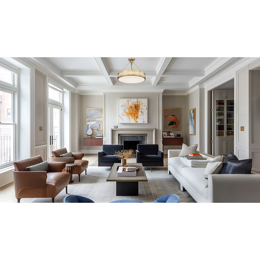 Z-Lite Quinn 3 Light Semi Flush Mount, Modern Gold/White