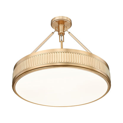 Z-Lite Quinn 3 Light Semi Flush Mount, Modern Gold/White