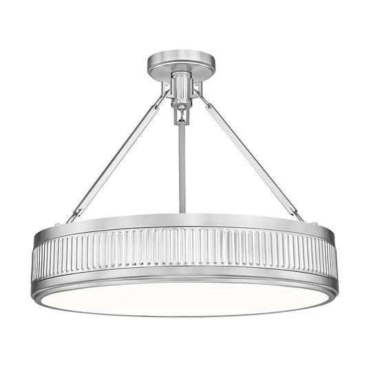 Z-Lite Quinn 3 Light Semi Flush Mount, Satin Nickel/White - 3046SF22-SN-LED
